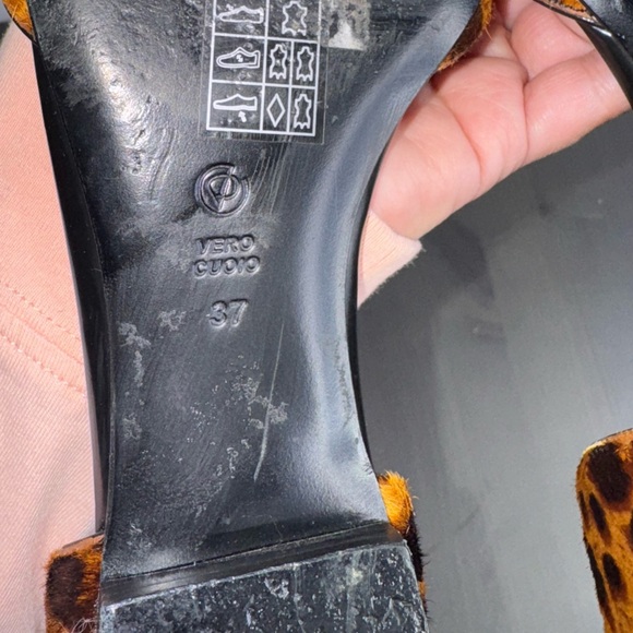 3.1 Phillip Lim Leather Calf Hair Leopard Pointed Toe D’orsay Flats - Picture 7 of 7